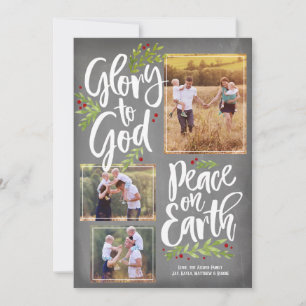 Glory and Peace Chalkboard   Christmas Photo Card