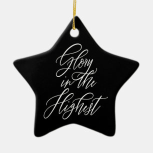 Glory in the Highest Religious Christmas Black Ceramic Tree Decoration