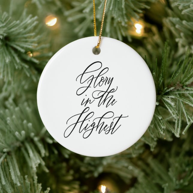 Glory in the Highest Religious Christmas Round Ceramic Tree Decoration (Tree)