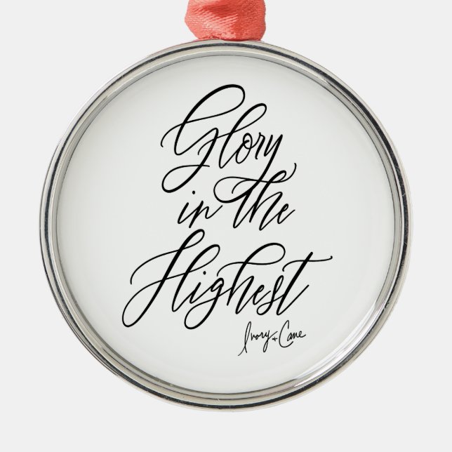 Glory in the Highest Round Christmas Metal Tree Decoration (Front)