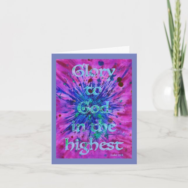 Glory to God Bible Quote Personalised Holiday Card (Front)