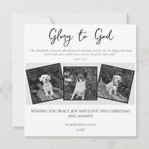 Glory to God Black White Bible Verse Christmas Holiday Card