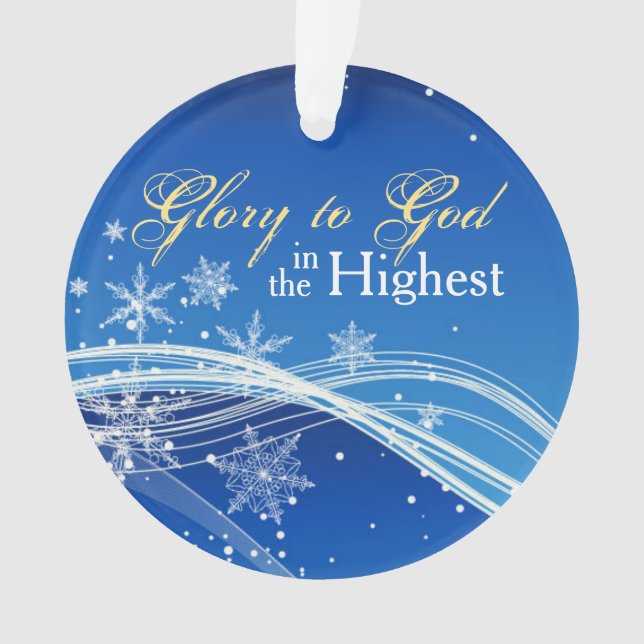 Glory to God Blue Skies Personalized Ornament (Front)