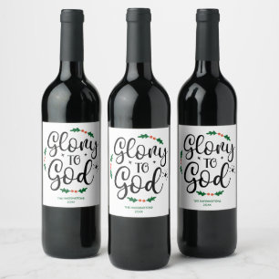 Glory to God Christian Christmas Custom Religious Wine Label
