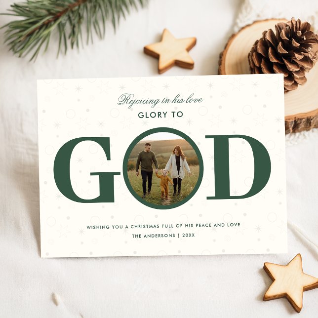 Glory to God Christian Religious Family Christmas Holiday Card (Creator Uploaded)
