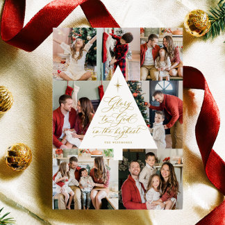 Glory to God Christian Script Christmas Photo Card