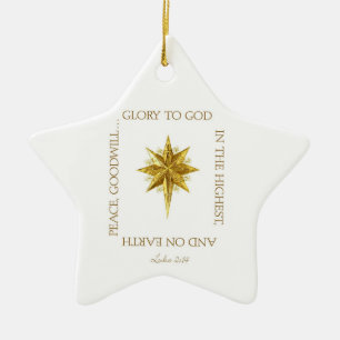 Glory to God Christmas Ceramic Ornament