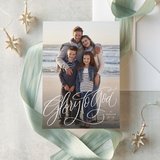 Glory to God elegant religious photo Christmas Holiday Card (Creator Uploaded)
