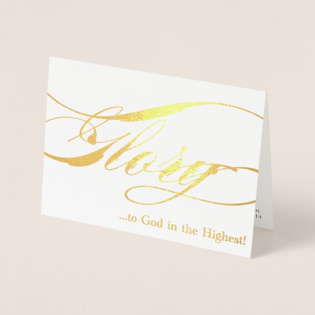 Glory to God Gold Foil Christmas Greeting Card (Front)