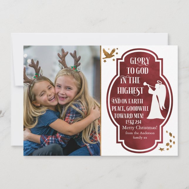 Glory To God In The Highest Christmas Holiday Card (Front)