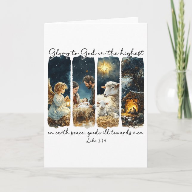 Glory To God In The Highest - Christmas Nativity G Card (Front)