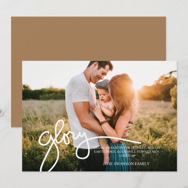 Glory to God in the Highest Photo Hand-Written Holiday Card (Front/Back)