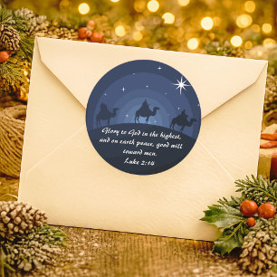 Glory To God Luke 2:14 Christmas Wisemen Star Classic Round Sticker