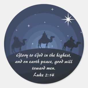 Glory To God Luke 2:14 Christmas Wisemen Star Classic Round Sticker