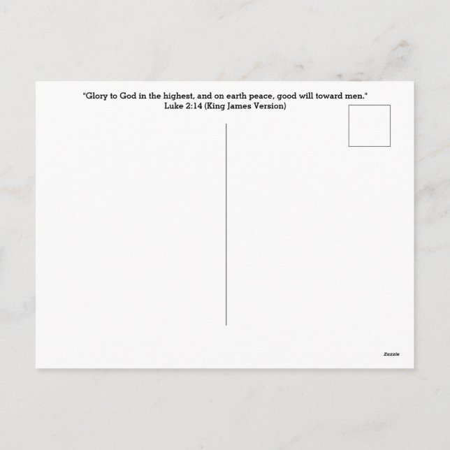 Glory to God - Luke 2:14 (KJV) - Red and White  Holiday Postcard (Back)
