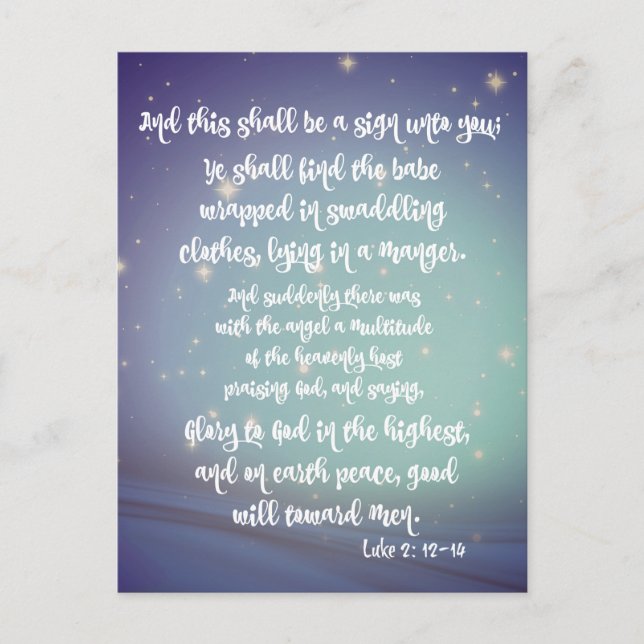 Glory to God Luke Bible Verses Christmas Postcard (Front)
