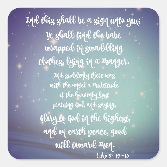 Glory to God Luke Bible Verses Christmas Square Sticker (Front)