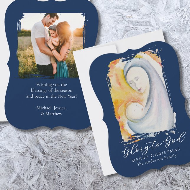 Glory to God Madonna and Child Religious Holiday Card (Creator Uploaded)