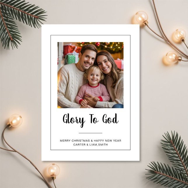 Glory to God minimal Family Christmas Photo card (Creator Uploaded)
