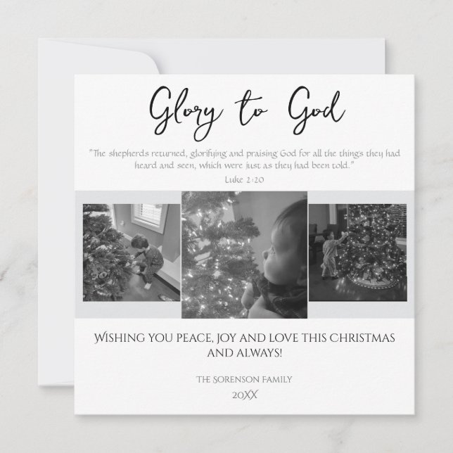 Glory to God Modern Simple Scripture Christmas Holiday Card (Front)