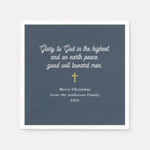 Glory to God Navy Blue and Gold Christmas Napkin