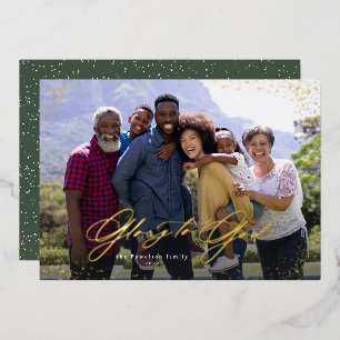 Glory to God one photo religious Christmas Foil Holiday Card