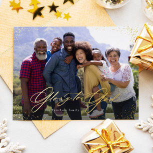 Glory to God one photo religious Christmas Foil Holiday Card
