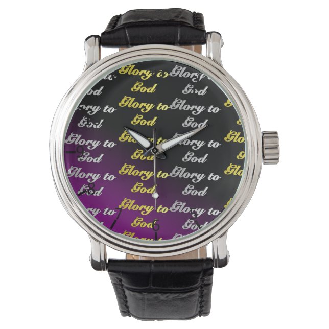 Glory to God Pattern Purple Watch (Front)