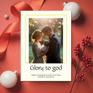 Glory to God Peaceful Faith Christmas Photo Card