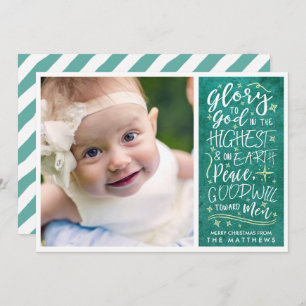 Glory to God Photo Christmas Card   Emerald