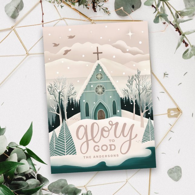 Glory to God | Religious Christmas Winter Church Holiday Card (Creator Uploaded)