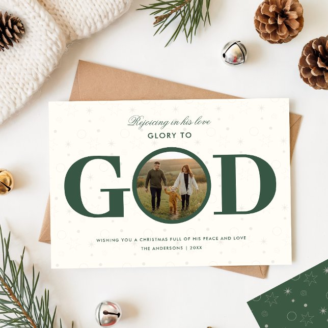 Glory to God Religious Family Photo Christmas Holiday Card (Creator Uploaded)