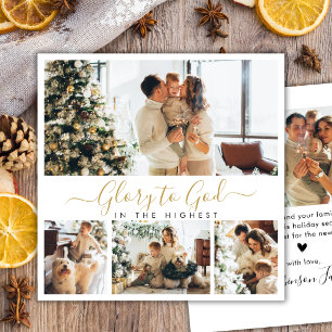 Glory to God Religious Photo Collage Christmas Holiday Card