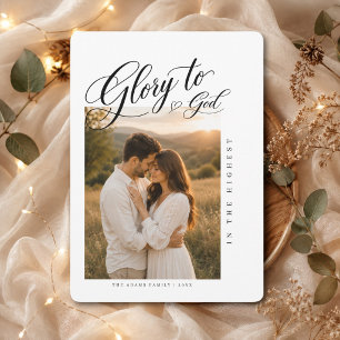 Glory To God Romantic Religious Christmas Photo Holiday Card