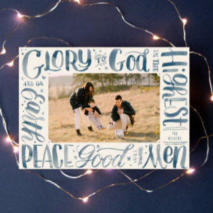 Glory to God Watercolor Brush Lettering Holiday Card