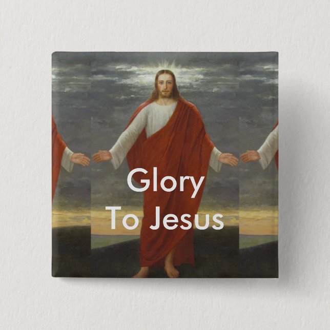 GLORY TO JESUS 15 CM SQUARE BADGE (Front)