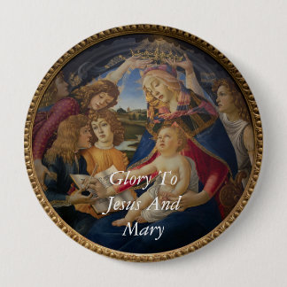 glory to jesus and mary 10 cm round badge