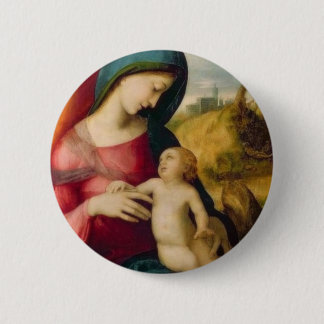 GLORY TO JESUS AND MARY 6 CM ROUND BADGE