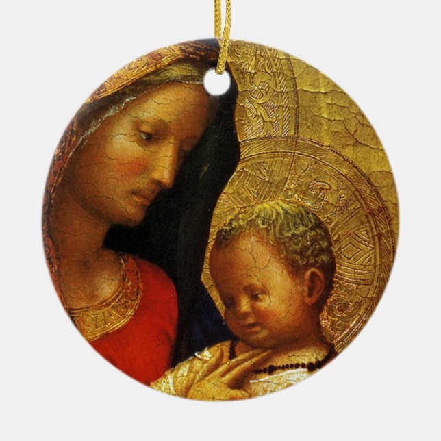 GLORY TO JESUS AND MARY CERAMIC TREE DECORATION (Front)