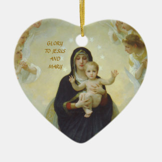 GLORY TO JESUS AND MARY CERAMIC TREE DECORATION