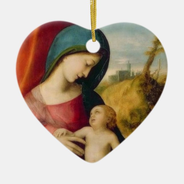 glory to Jesus and Mary Ceramic Tree Decoration (Front)