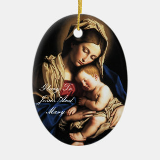 glory to jesus and mary ceramic tree decoration