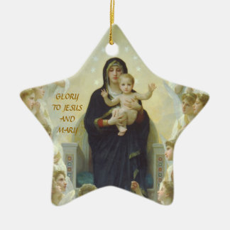 GLORY TO JESUS AND MARY CERAMIC TREE DECORATION