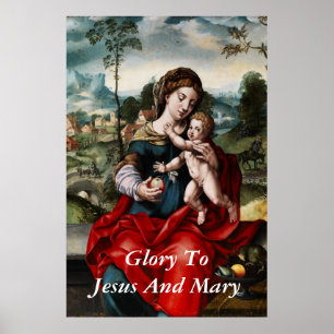 glory to jesus and mary poster