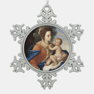Glory To Jesus And Mary Snowflake Pewter Christmas Ornament