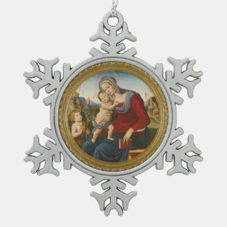 Glory To Jesus And Mary Snowflake Pewter Christmas Ornament