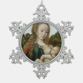 Glory To Jesus And Mary Snowflake Pewter Christmas Ornament