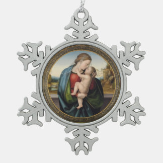 Glory To Jesus And Mary Snowflake Pewter Christmas Ornament