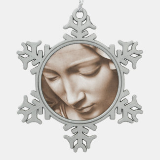 Glory To Jesus And Mary Snowflake Pewter Christmas Ornament