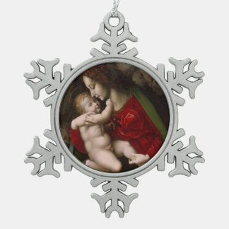 Glory To Jesus And Mary Snowflake Pewter Christmas Ornament